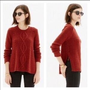 Madewell rusty red side split hem wool knit sweater XS